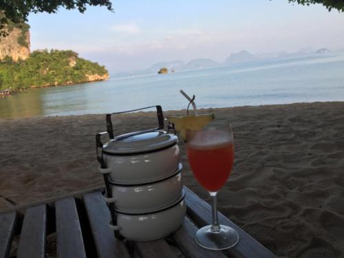 Snacking by the beach